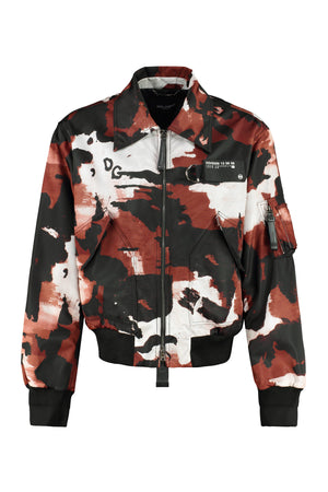 Camouflage print nylon bomber jacket-0